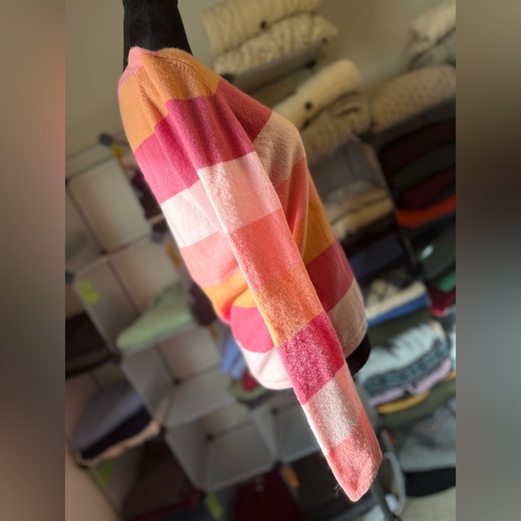 Charter Club Cute Cashmere Crewneck Striped Orange, Pink, Cream. S - Picture 8 of 10